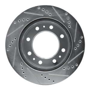 Cadillac DTS Brake Rotor (1) - Front Left - R1 Concepts - Drilled & Slotted - Silver - `06-`11